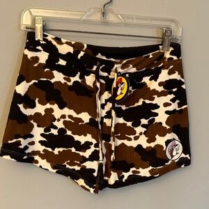 Brown and White Cow Print Youth XL Shorts Buc-ee’s NWT